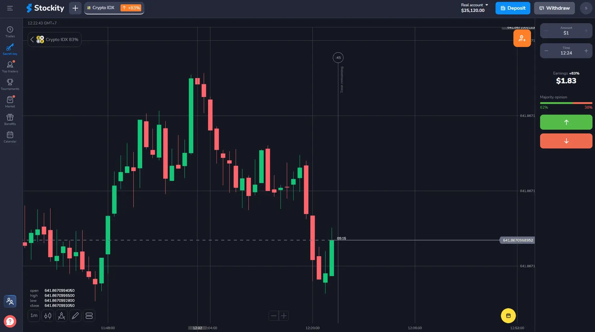 Stockity trading platform UI